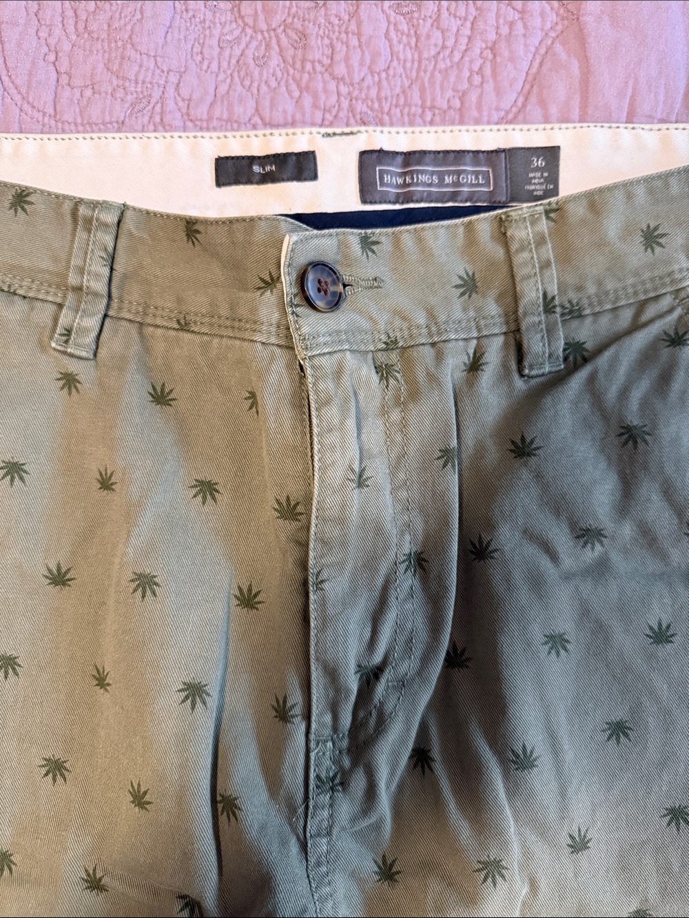 Hawkins McGill Olive Green Printed Chino Pants